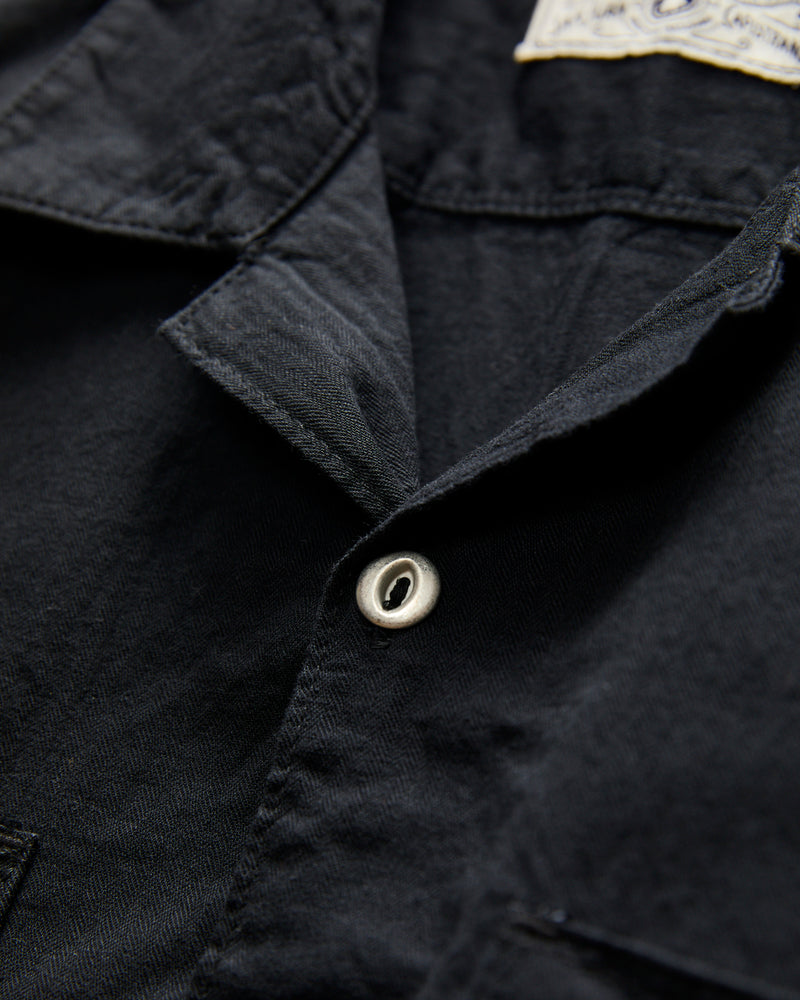 Dayton Short Sleeve Workshirt in Black Herringbone