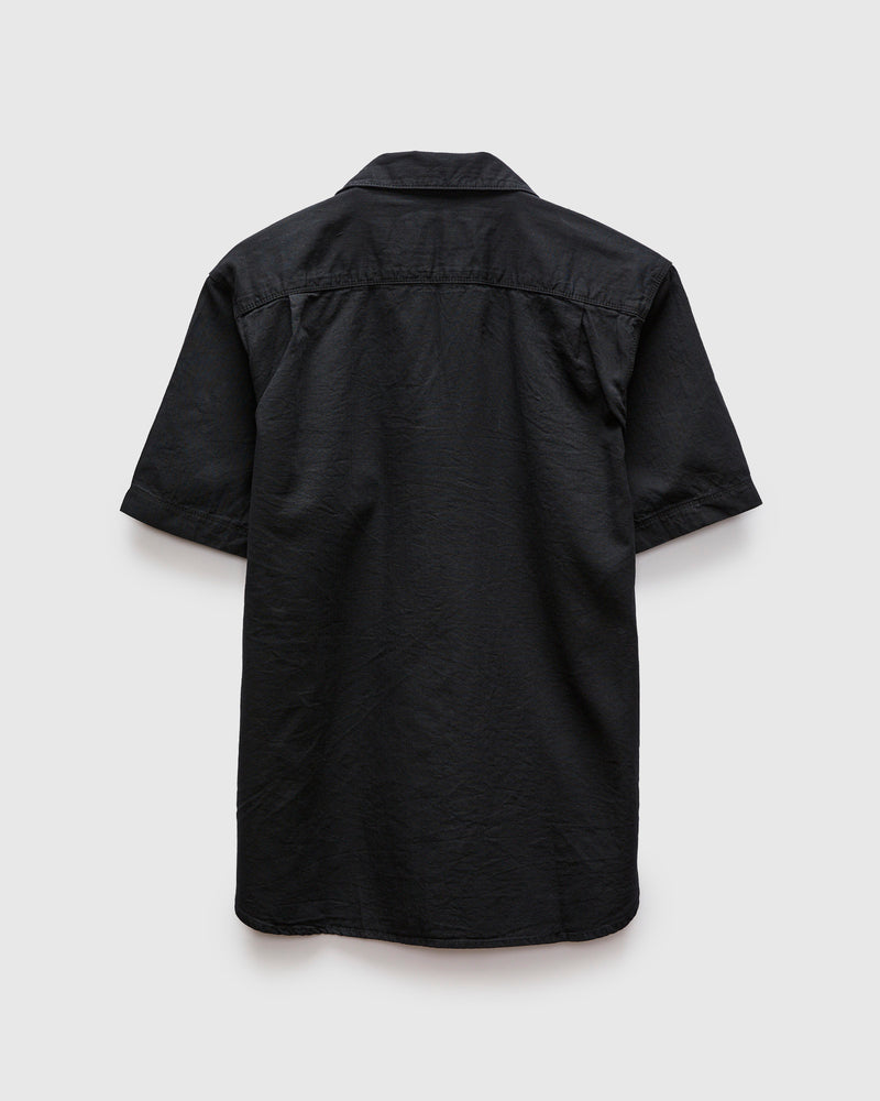 Dayton Short Sleeve Workshirt in Black Herringbone