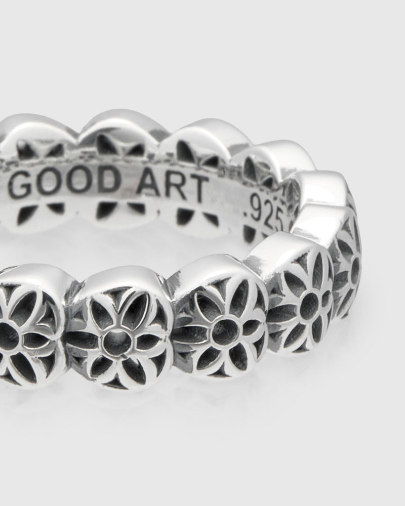 Rosette Heart Infinity Ring in Sterling Sliver