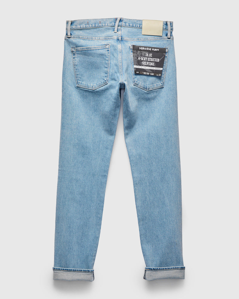 "Lucas" 14oz Washed Indigo Stretch Selvedge Denim - Pen Slim