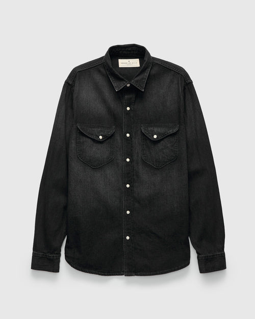 Hayes Pearl Snap Shirt in Washed Black
