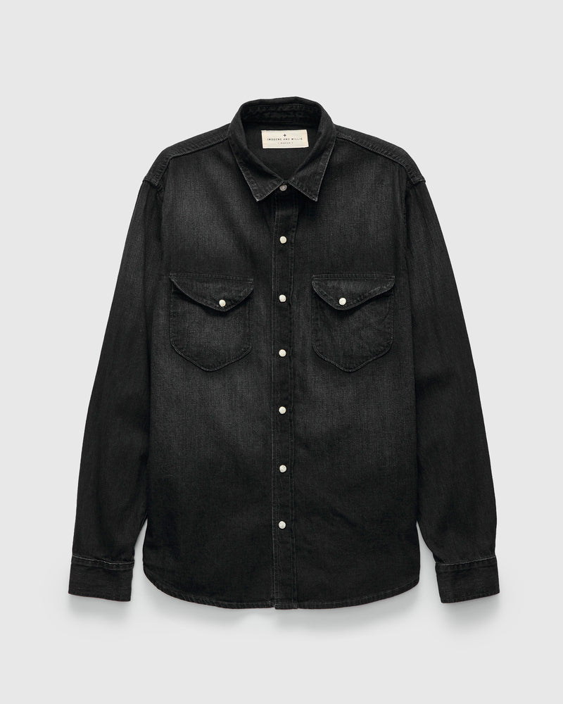 Hayes Pearl Snap Shirt in Washed Black