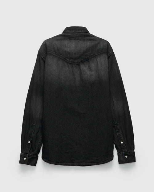 Hayes Pearl Snap Shirt in Washed Black