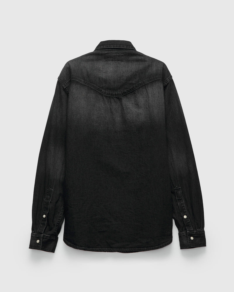 Hayes Pearl Snap Shirt in Washed Black