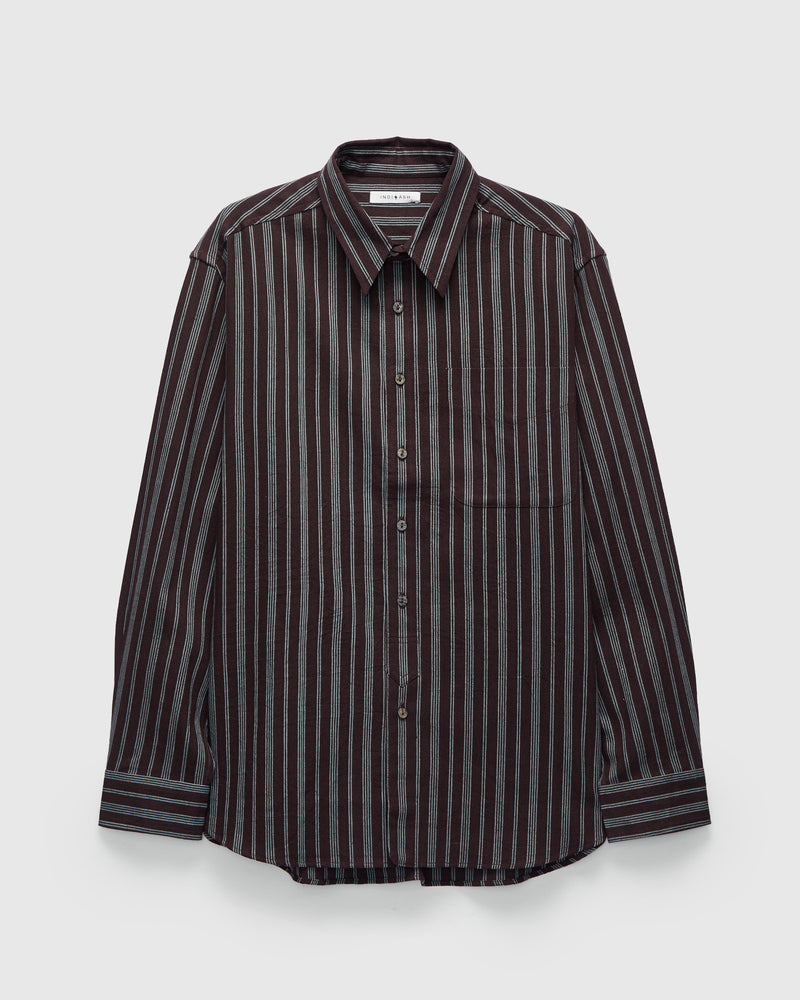 Variegated Stripe Brook Shirt in Plum Indigo