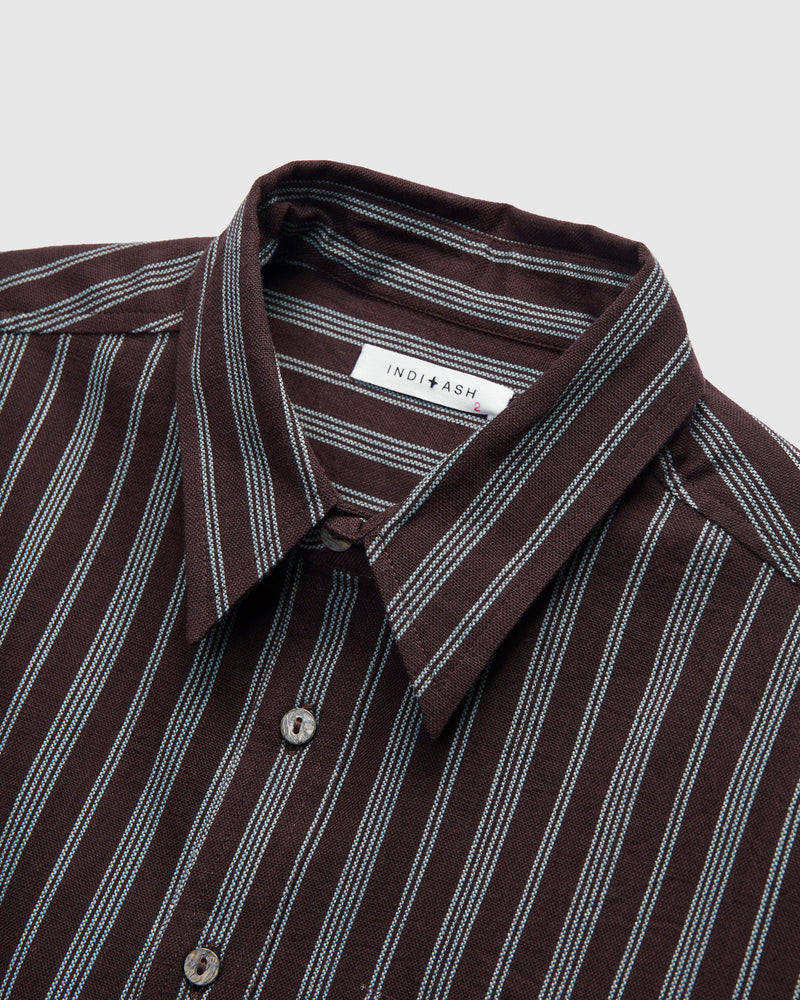 Variegated Stripe Brook Shirt in Plum Indigo