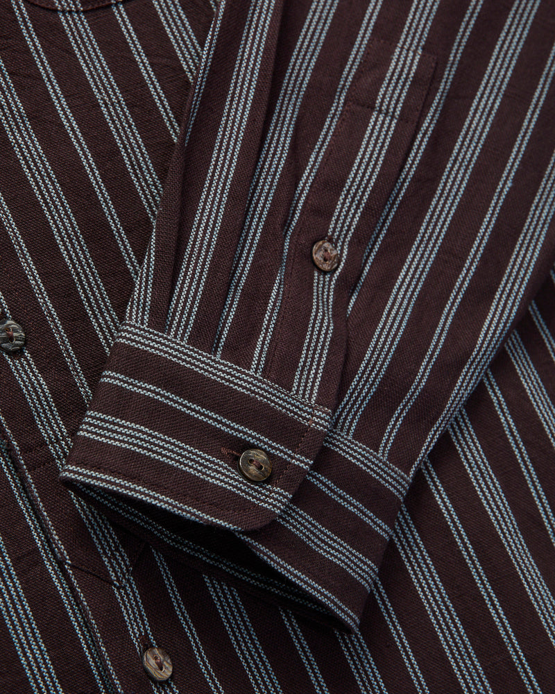 Variegated Stripe Brook Shirt in Plum Indigo