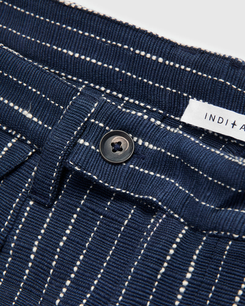Ticking Stripe Shakoor Pants in Dark Indigo Ecru