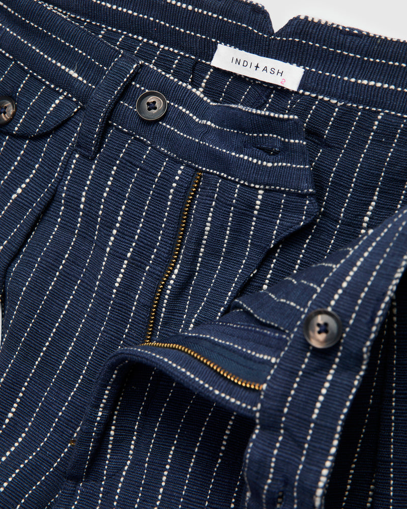 Ticking Stripe Shakoor Pants in Dark Indigo Ecru