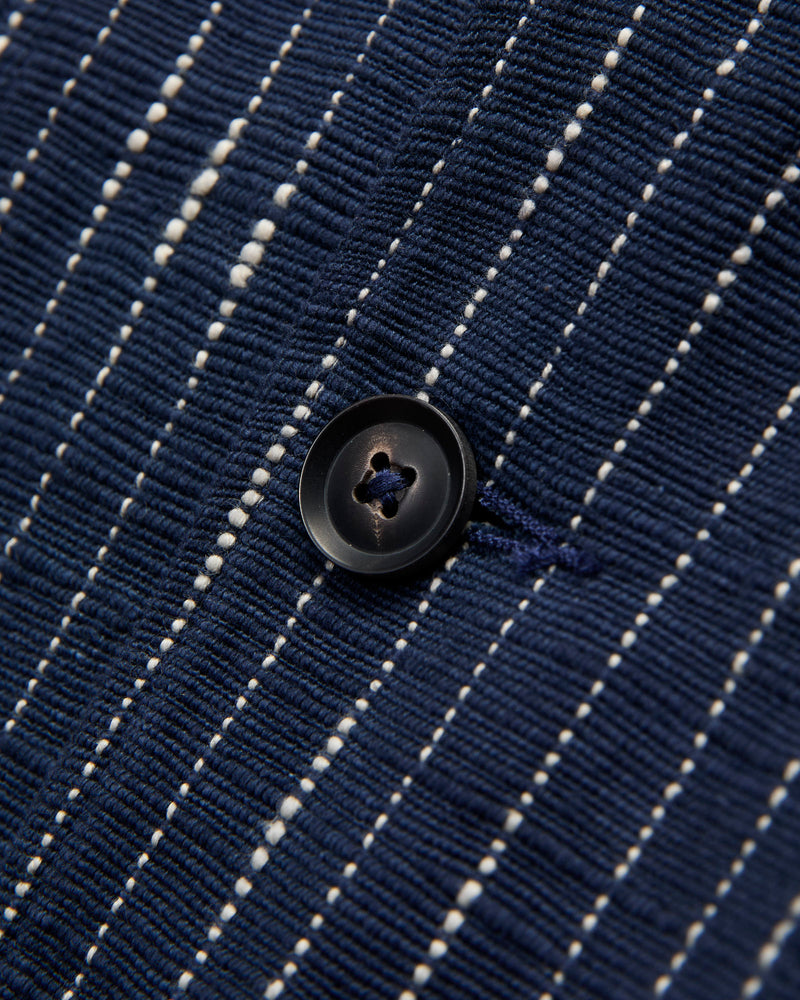 Ticking Stripe Study Jacket in Dark Indigo Ecru