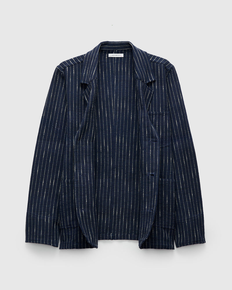 Ticking Stripe Study Jacket in Dark Indigo Ecru