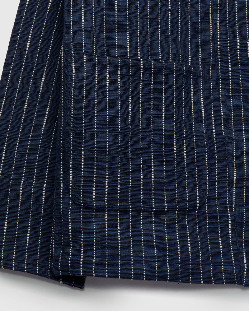 Ticking Stripe Study Jacket in Dark Indigo Ecru