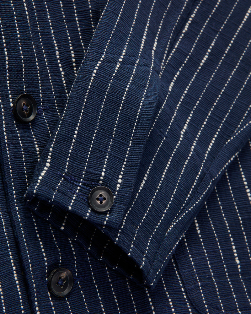 Ticking Stripe Study Jacket in Dark Indigo Ecru