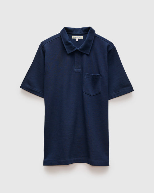 2PKPL "Good Originals" Loopwheel Polo Shirt in Ink Blue