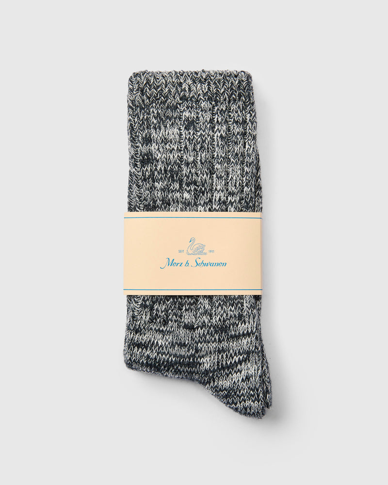 Melange Cotton Socks in Deep Black Nature
