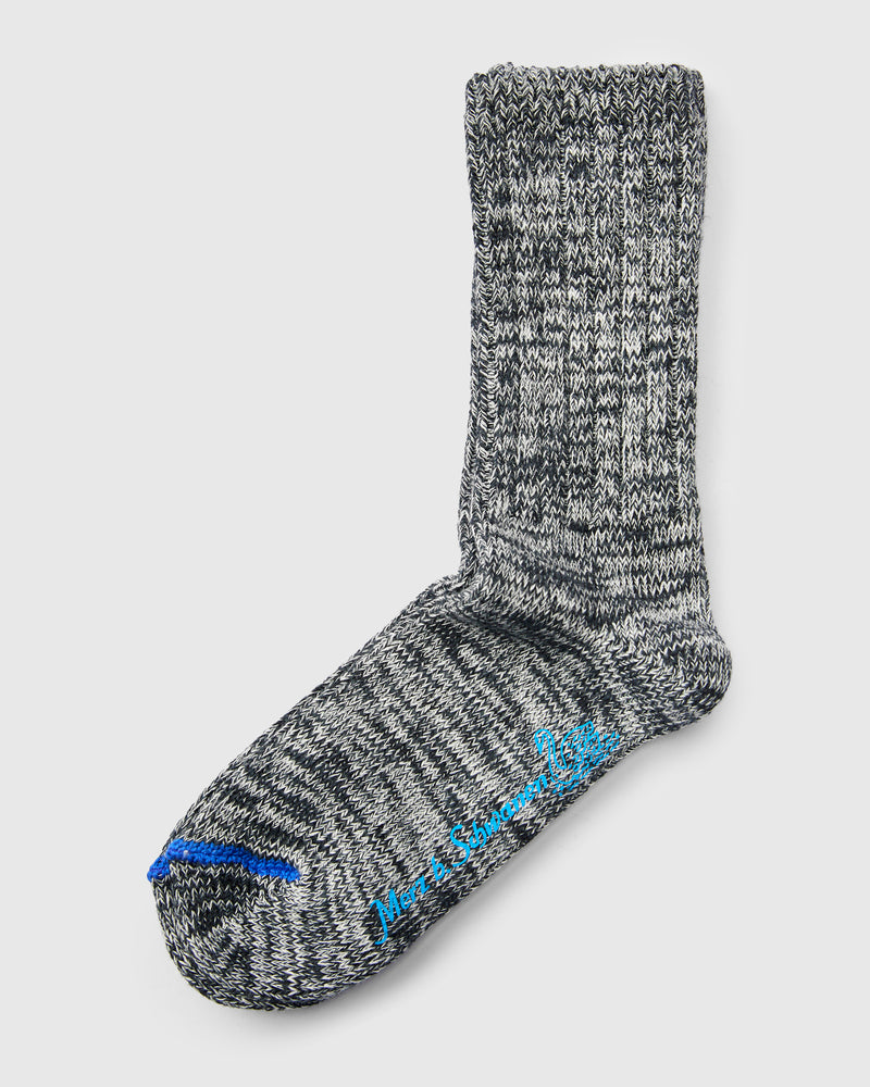 Melange Cotton Socks in Deep Black Nature