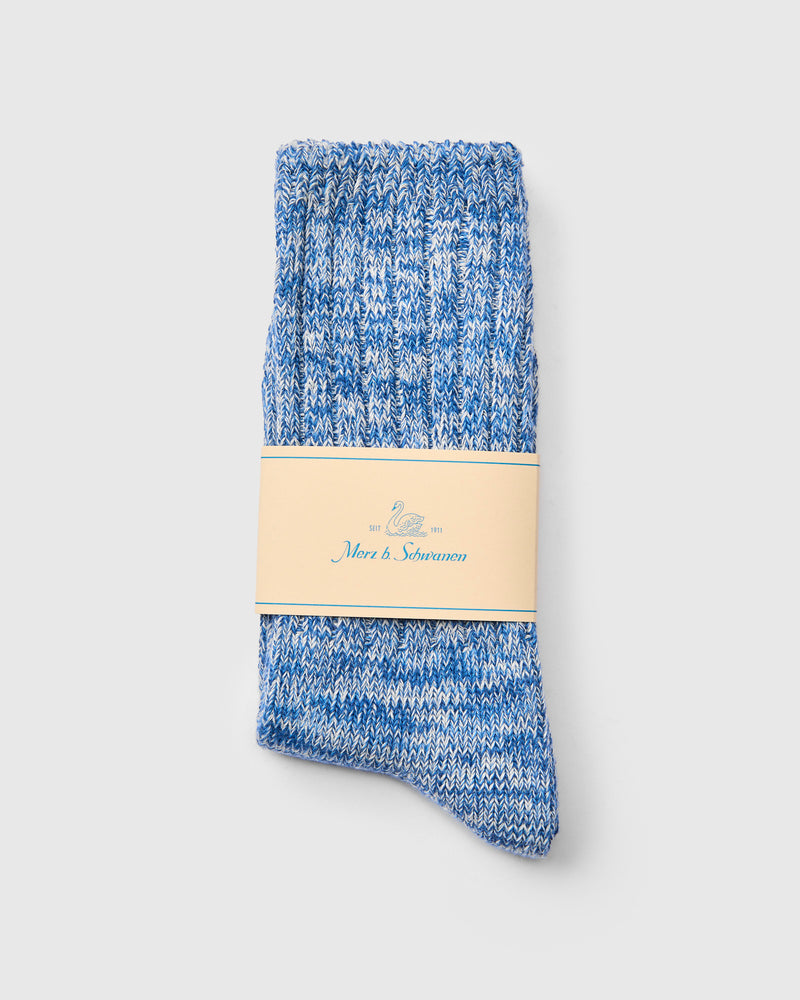 Melange Cotton Socks in Denim Blue Nature