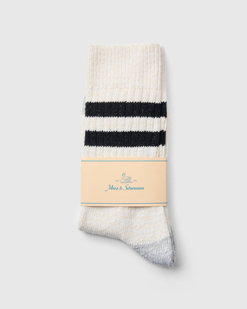 Striped Cotton Socks in Nature Black