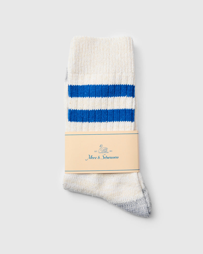 Striped Cotton Socks in Nature Swan Blue