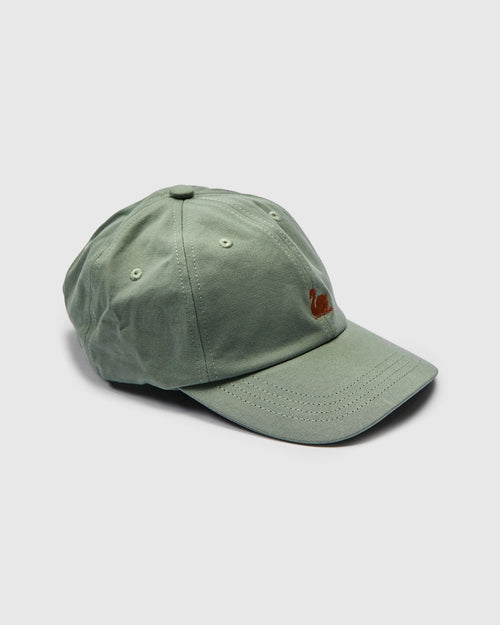 Swan Logo Cotton Twill Cap in Light Army