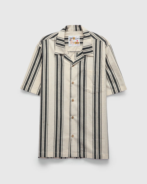 "Dobby Bands" Aloha Shirt in Natural