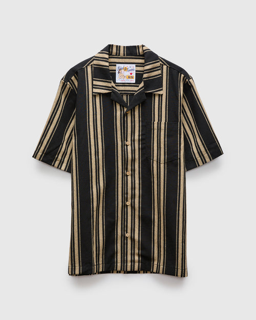 "Dobby Bands" Aloha Shirt in Black