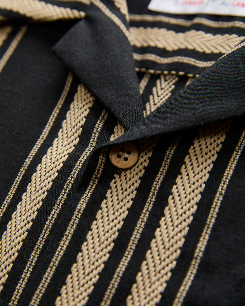 "Dobby Bands" Aloha Shirt in Black