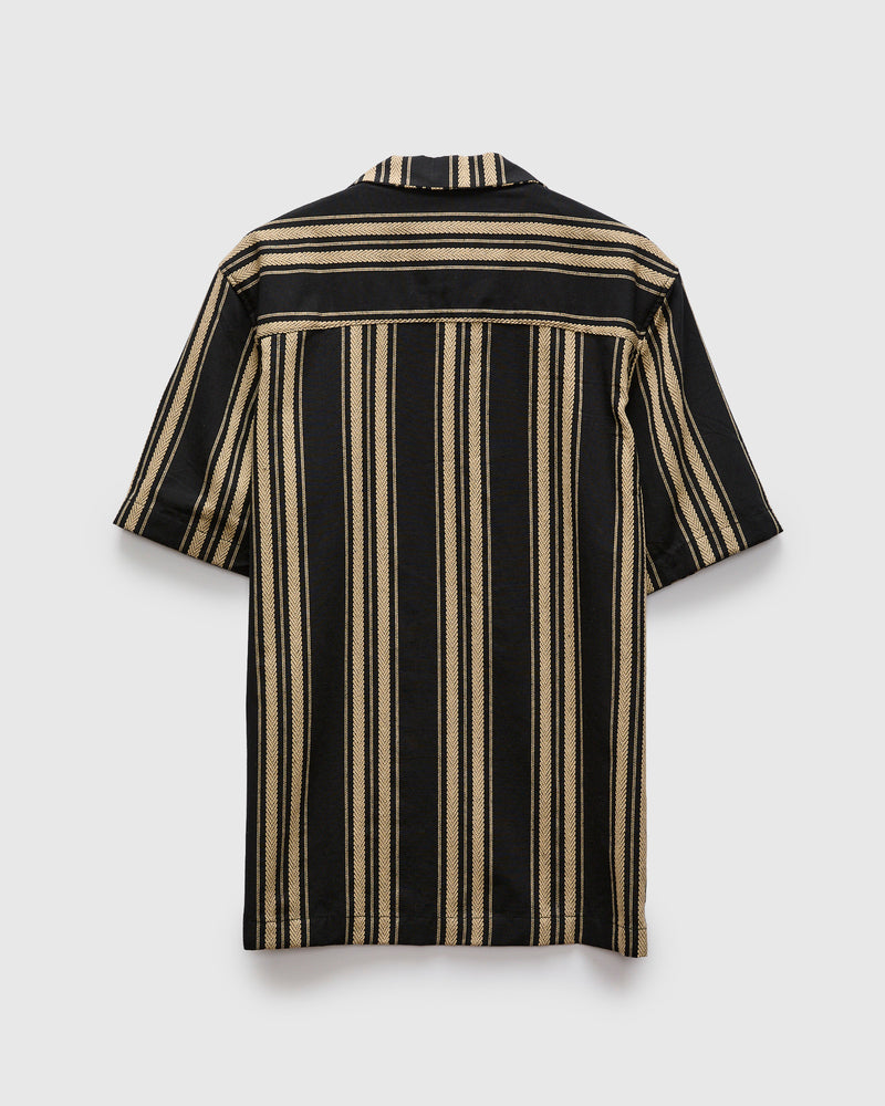 "Dobby Bands" Aloha Shirt in Black