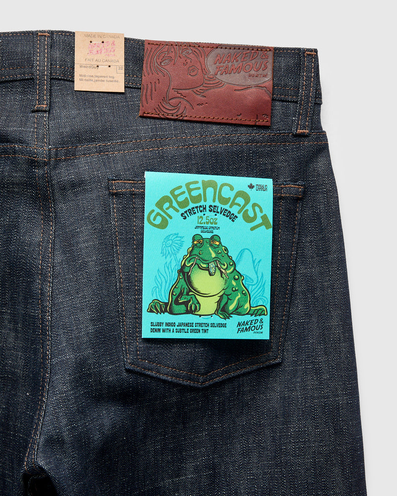 "Greencast Slub Stretch" 12.5oz Selvedge Denim - Weird Guy Fit