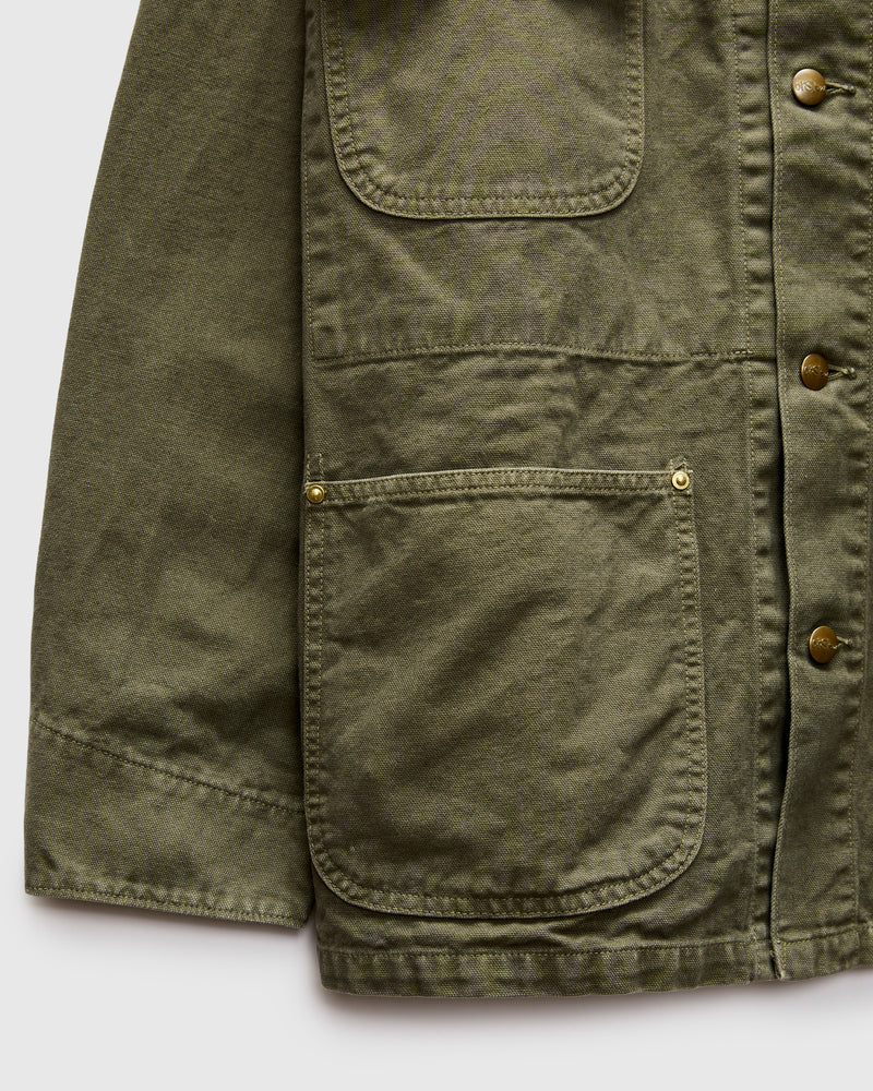 Relaxed Fit Canvas Coverall in Army Green