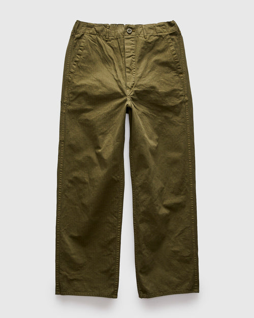 Wide Fit French Work Pants in Army Green