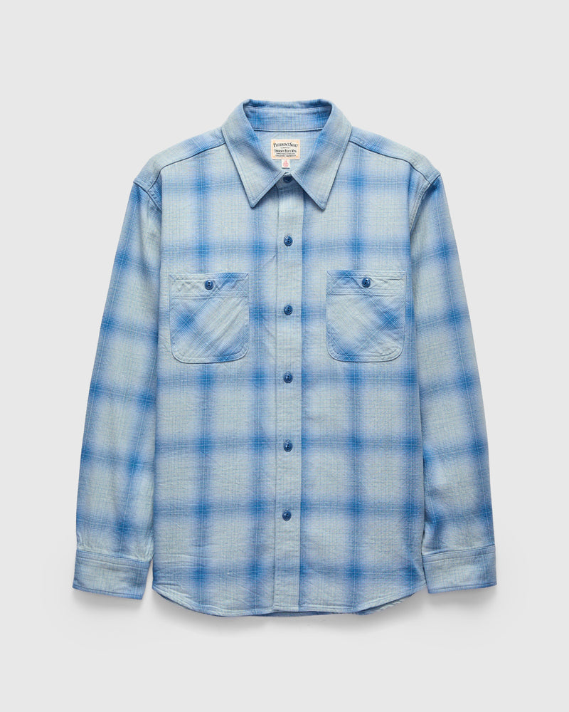 Yarn Dyed Flannel Shirt in Indigo Sax