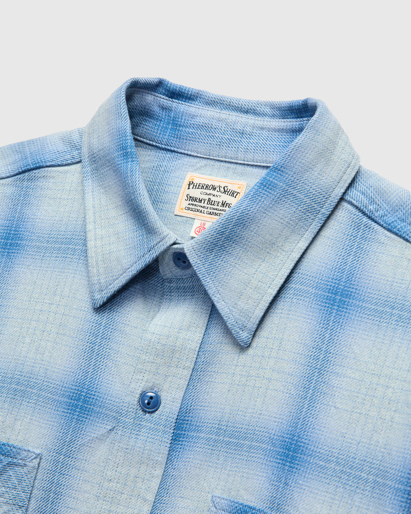 Yarn Dyed Flannel Shirt in Indigo Sax