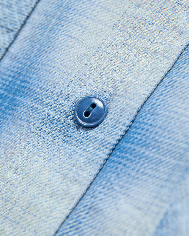 Yarn Dyed Flannel Shirt in Indigo Sax