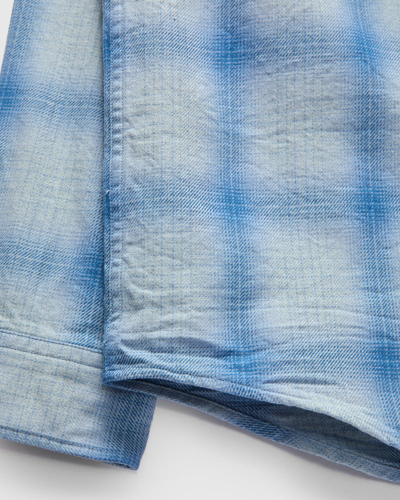 Yarn Dyed Flannel Shirt in Indigo Sax