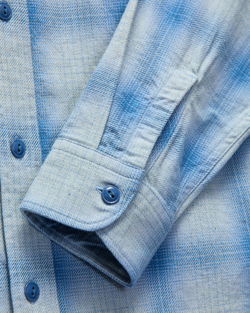 Yarn Dyed Flannel Shirt in Indigo Sax