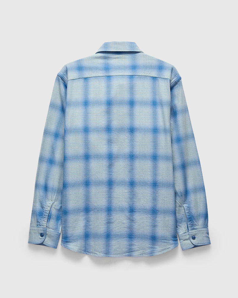 Yarn Dyed Flannel Shirt in Indigo Sax