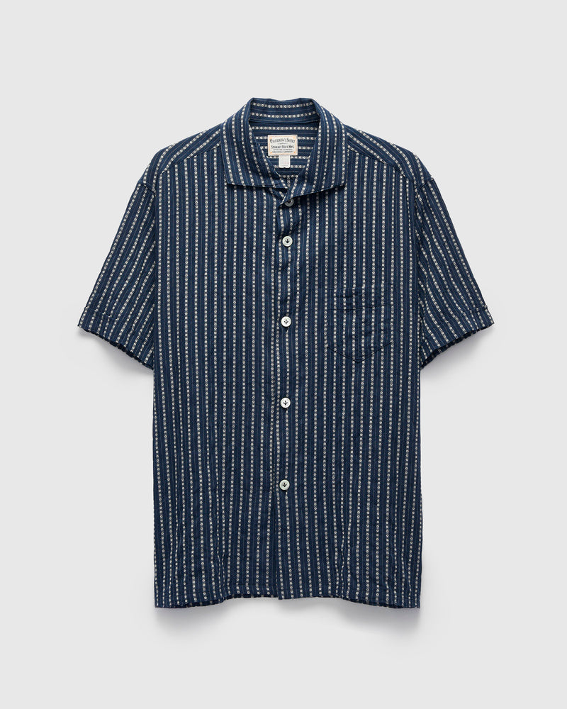 Pherrow's Italian Collar Shirt in Navy Medium Pherrow's Italian Collar Shirt in Navy Medium