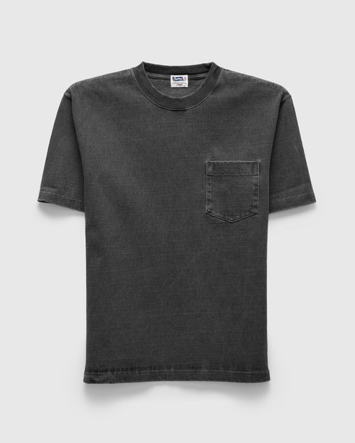 Heavyweight Pigment Dye Pocket T-Shirt in Faded Black