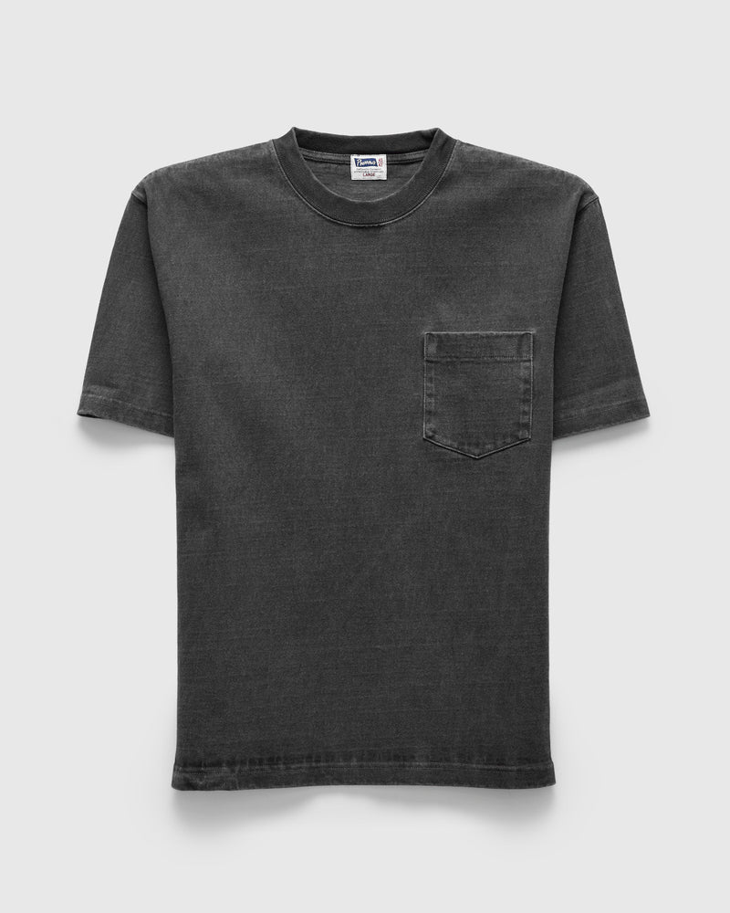 Heavyweight Pigment Dye Pocket T-Shirt in Faded Black