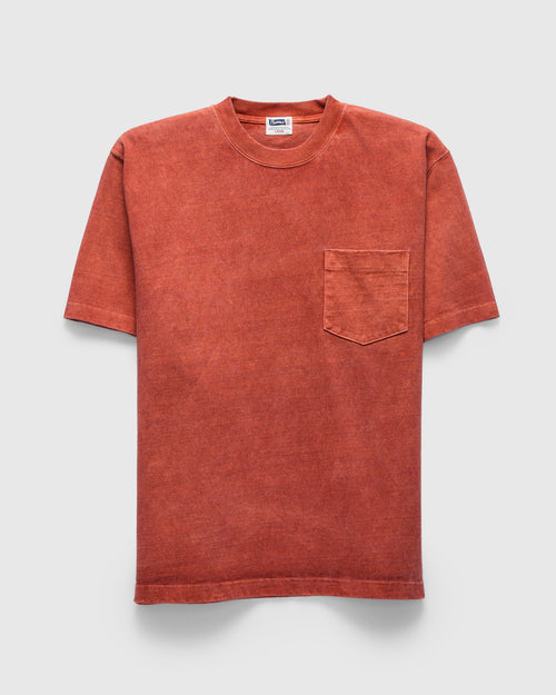 Heavyweight Pigment Dye Pocket T-Shirt in Brick
