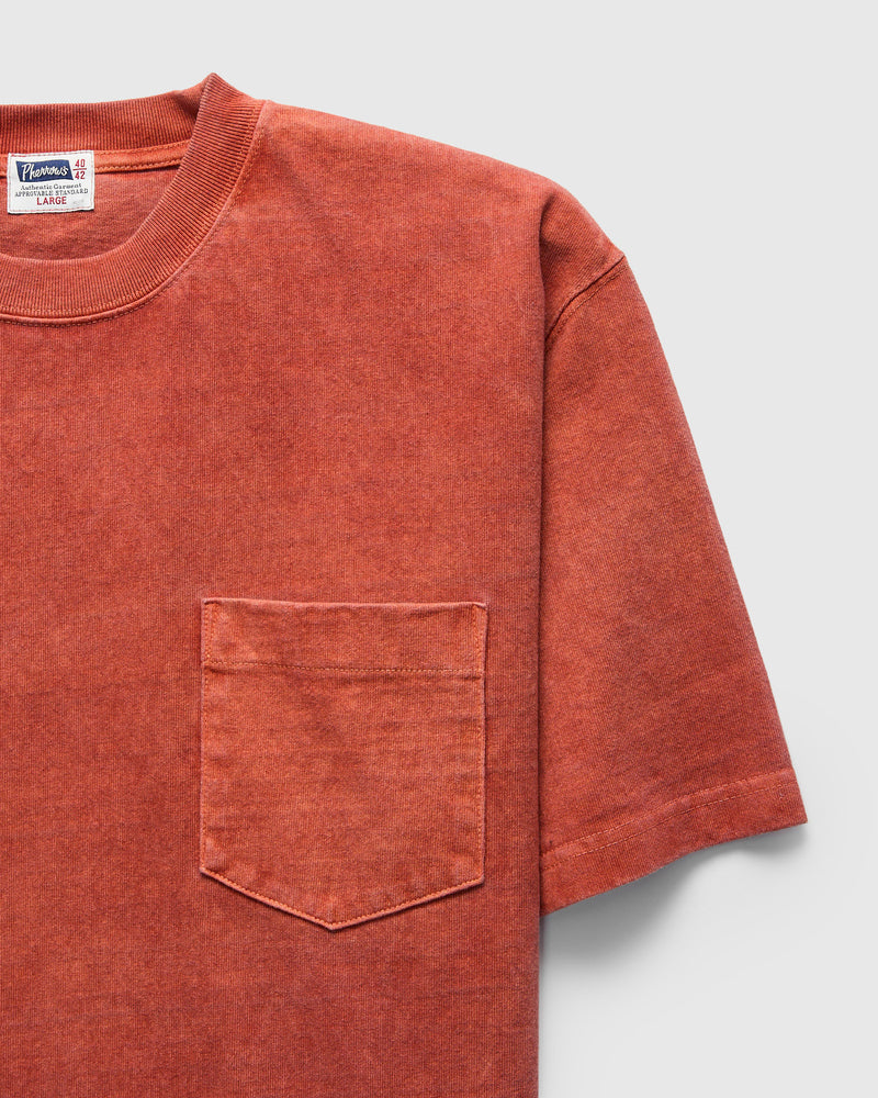 Heavyweight Pigment Dye Pocket T-Shirt in Brick