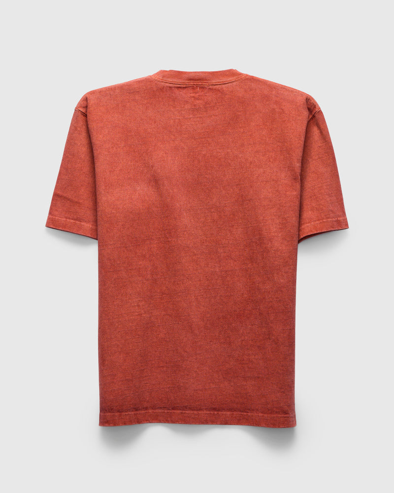 Heavyweight Pigment Dye Pocket T-Shirt in Brick