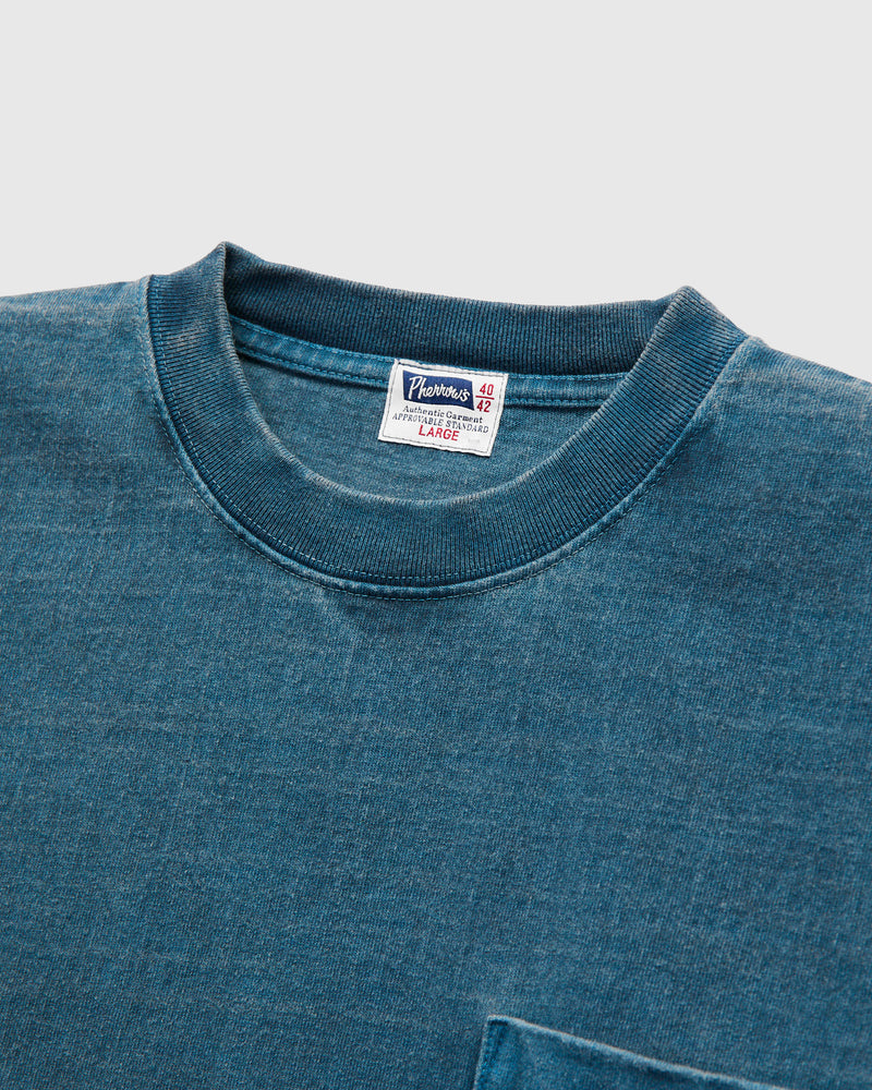 Heavyweight Pigment Dye Pocket T-Shirt in Blue