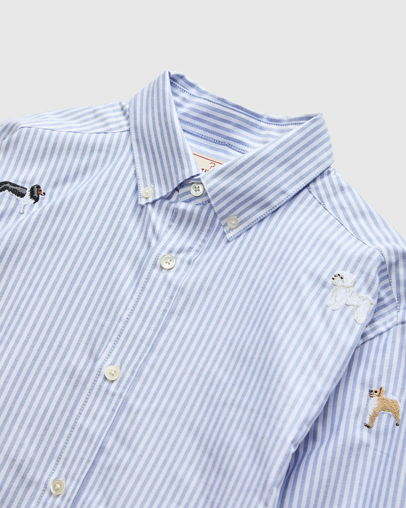 Dogs Oxford Shirt in Blue Stripe