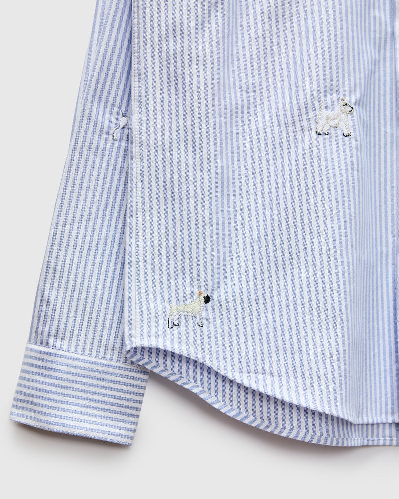 Dogs Oxford Shirt in Blue Stripe