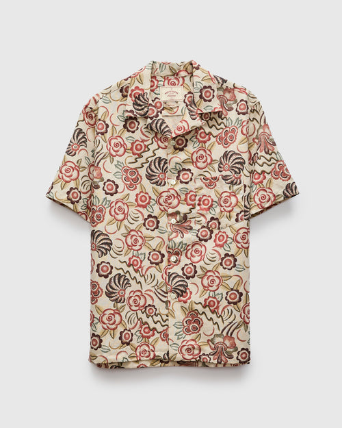 Flowers Painting Shirt in Ecru Scarlet