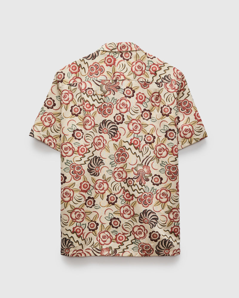Flowers Painting Shirt in Ecru Scarlet