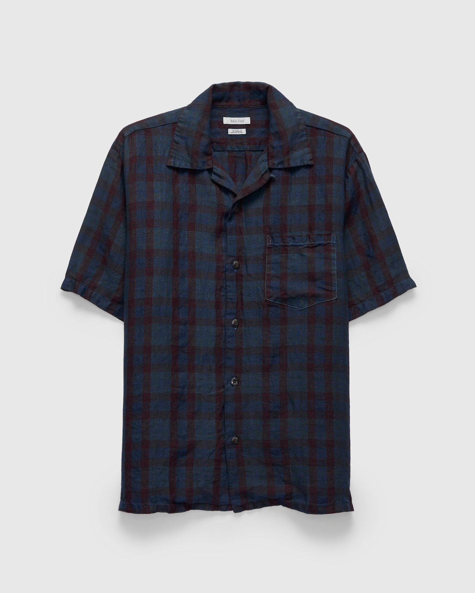 Overdye Linen Open Collar Shirt in Navy Red – Blue Owl Workshop