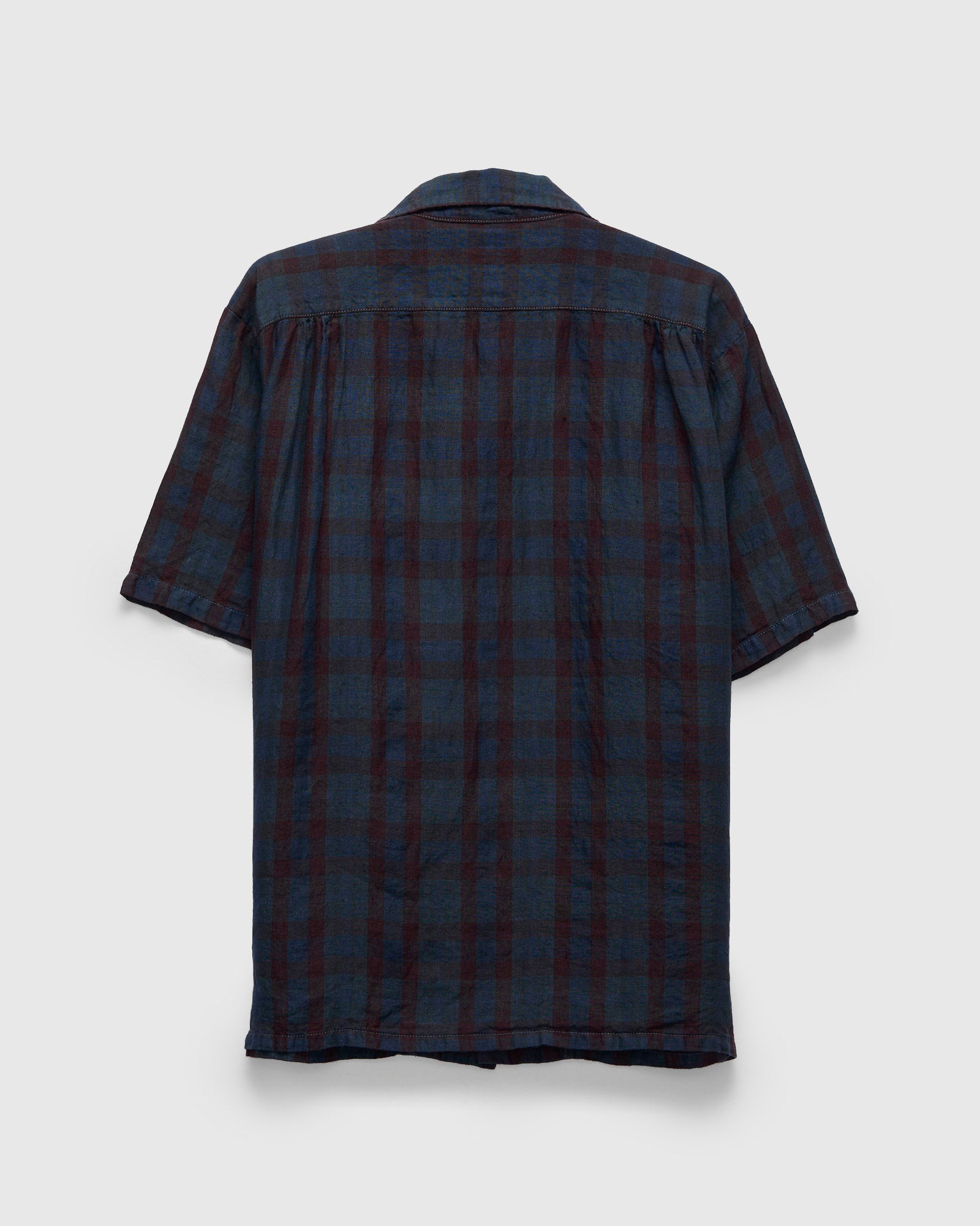 Overdye Linen Open Collar Shirt in Navy Red – Blue Owl Workshop